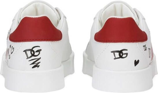 Dolce & Gabbana Kids First Steps Portofino Light sneakers met print Wit