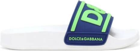 Dolce & Gabbana Kids Slippers met logo-applicatie Blauw