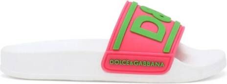 Dolce & Gabbana Kids Slippers met logo-applicatie Roze