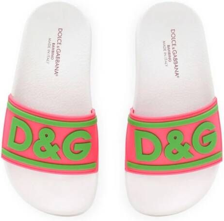 Dolce & Gabbana Kids Slippers met logo-applicatie Roze