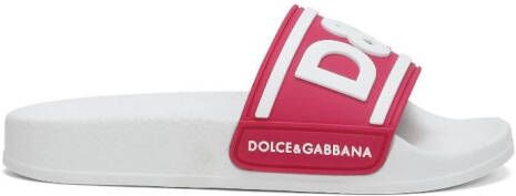 Dolce & Gabbana Kids Slippers met logo-reliëf Rood