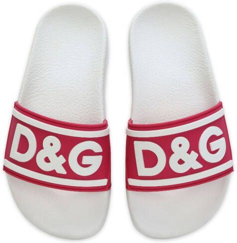 Dolce & Gabbana Kids Slippers met logo-reliëf Rood