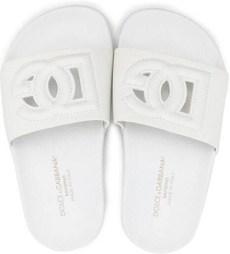 Dolce & Gabbana Kids Slippers met logo Wit