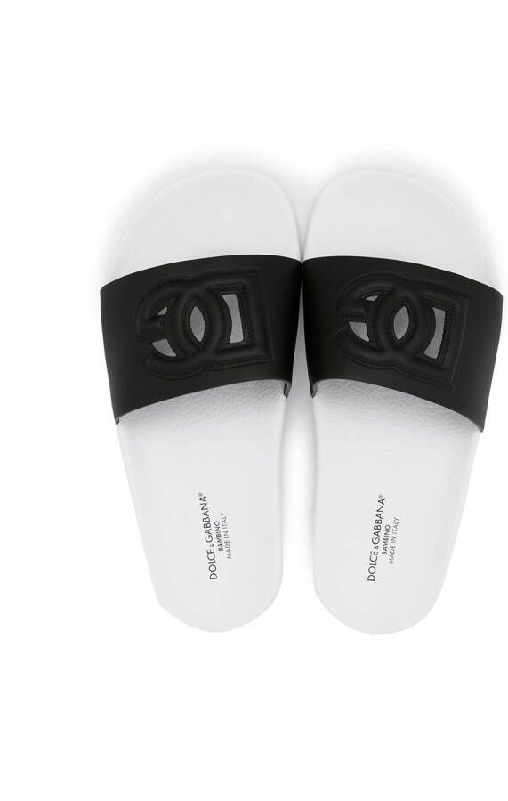 Dolce & Gabbana Kids Slippers met logodetail Zwart