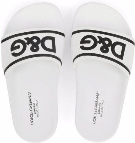 Dolce & Gabbana Kids Slippers met logoprint Wit