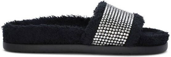 Dolce & Gabbana Kids Badstof slippers verfraaid met stras Zwart