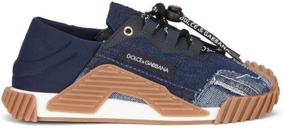 Dolce & Gabbana Kids Sneakers met denim vlakken Blauw