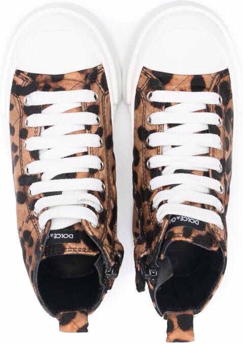 Dolce & Gabbana Kids Sneakers met luipaardprint Bruin