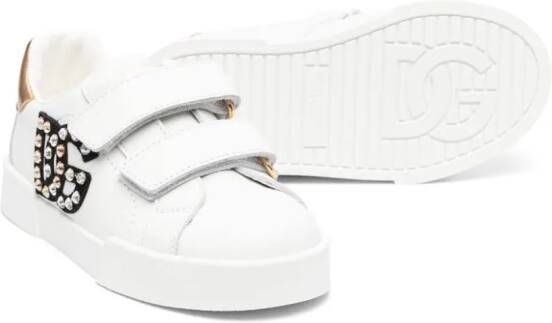 Dolce & Gabbana Kids Sneakers verfraaid met kristallen Wit