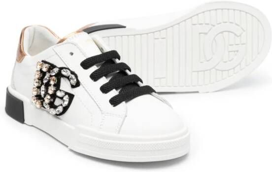 Dolce & Gabbana Kids Sneakers verfraaid met kristallen Wit