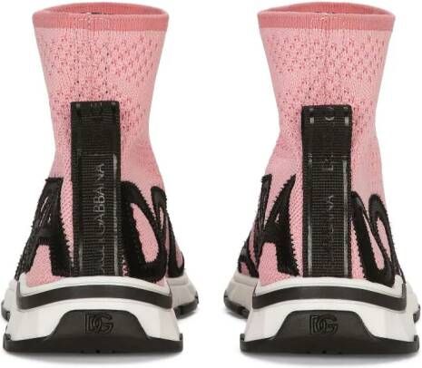 Dolce & Gabbana Kids Soksneakers met logo jacquard Roze