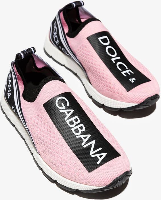 Dolce & Gabbana Kids Soksneakers met logoprint Roze