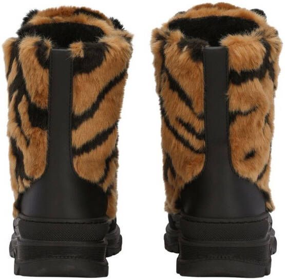 Dolce & Gabbana Kids Tiger laarzen van imitatiebont Zwart