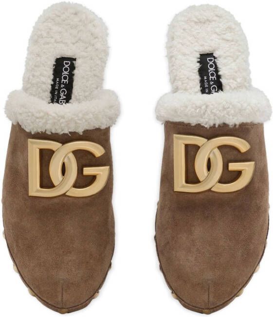 Dolce & Gabbana Klompen met logoplakkaat Bruin