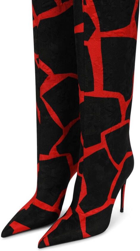 Dolce & Gabbana Knielaarzen met abstracte print Rood