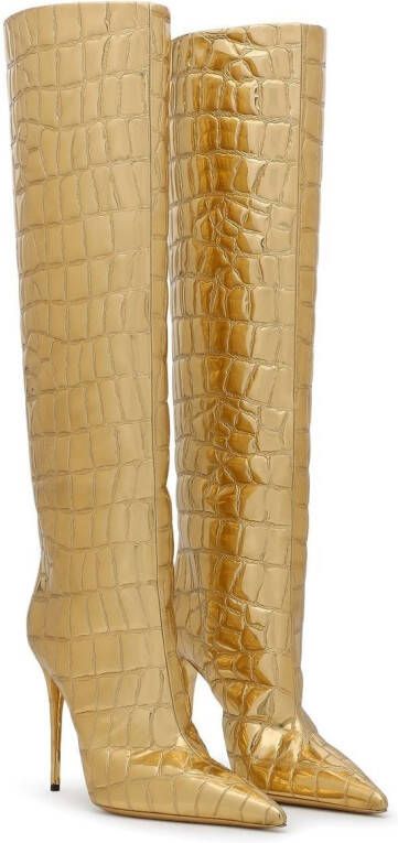 Dolce & Gabbana Knielaarzen met krokodillenleer-effect Beige
