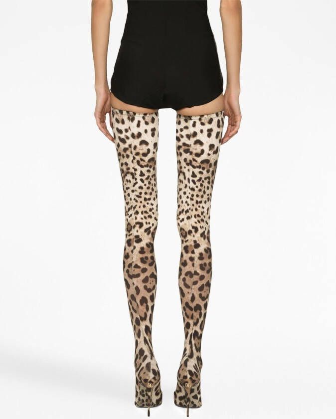 Dolce & Gabbana KIM overknee laarzen met luipaardprint Bruin