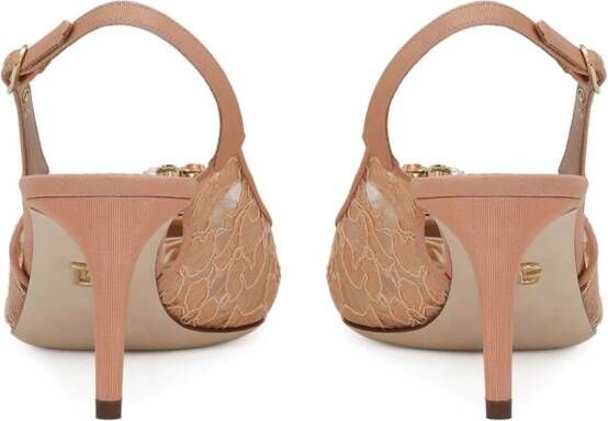 Dolce & Gabbana 60 mm Rainbow Lace slingback pumps Beige