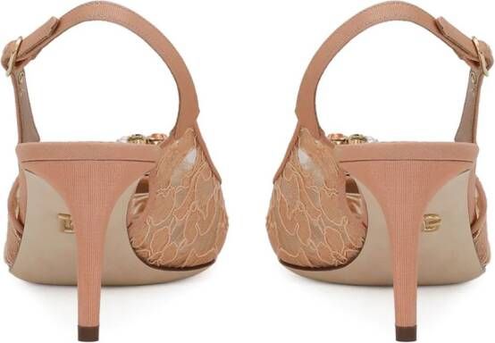 Dolce & Gabbana Slingback pumps met kristal Beige