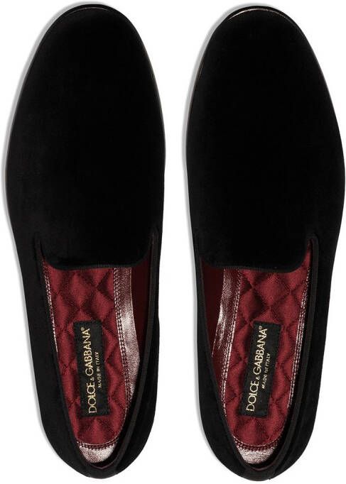 Dolce & Gabbana Leonardo fluwelen loafers Zwart