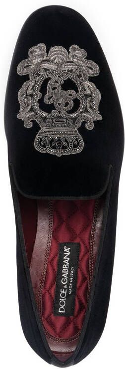 Dolce & Gabbana Leonardo slippers met geborduurd logo Zwart