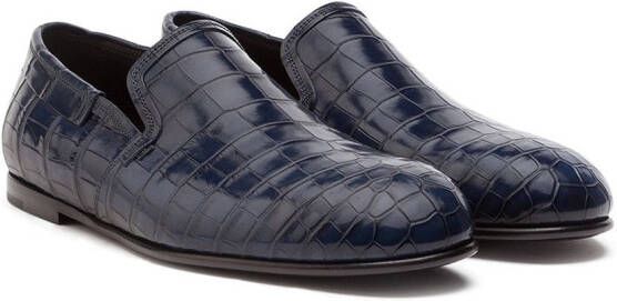 Dolce & Gabbana Leren loafers met krokodillen-reliëf Blauw