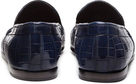Dolce & Gabbana Leren loafers met krokodillen-reliëf Blauw