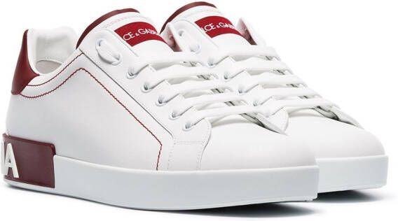 Dolce & Gabbana leren low-top sneaker met wit rood logo