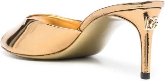 Dolce & Gabbana 70 mm leren sandalen met metallic afwerking Goud