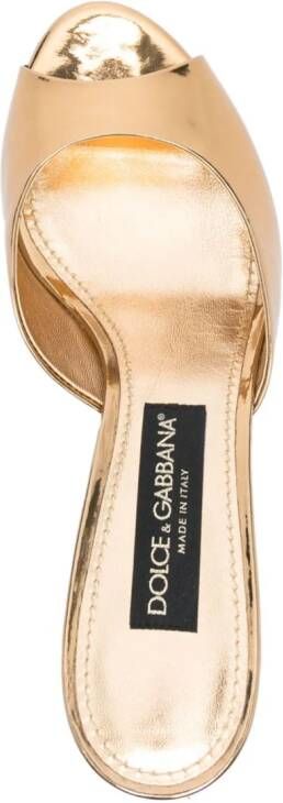 Dolce & Gabbana 70 mm leren sandalen met metallic afwerking Goud
