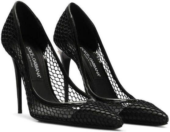 Dolce & Gabbana 105mm lakleren pumps met mesh Zwart