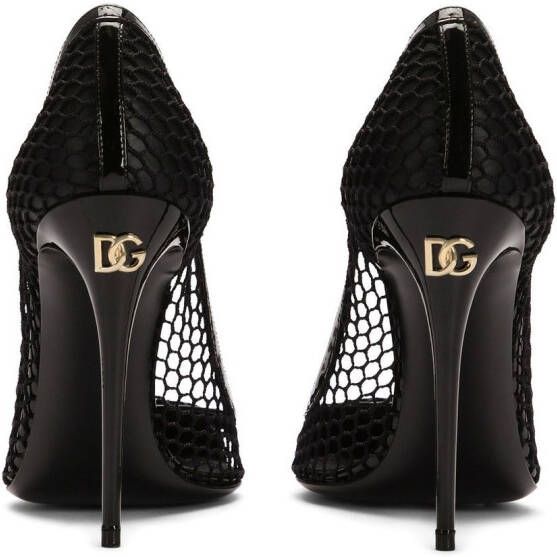 Dolce & Gabbana 105mm lakleren pumps met mesh Zwart