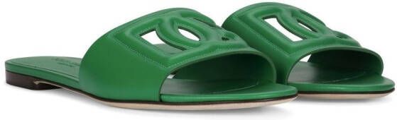 Dolce & Gabbana DG Logo leren slippers Groen