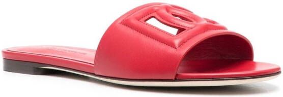 Dolce & Gabbana Leren sandalen met logo Rood