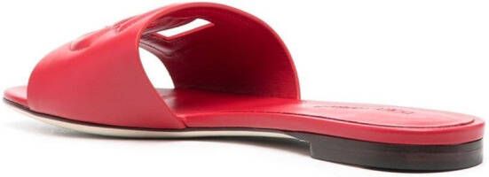 Dolce & Gabbana Leren sandalen met logo Rood