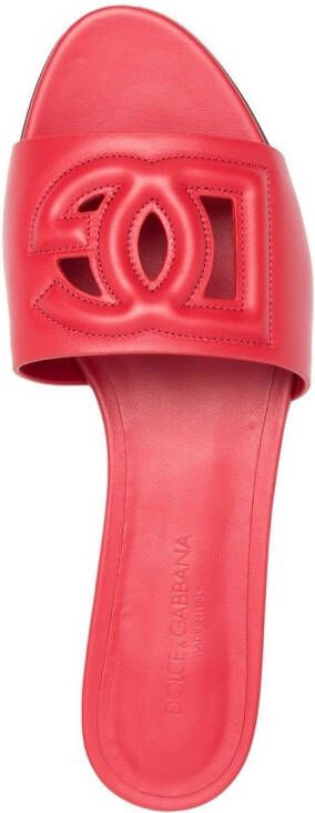 Dolce & Gabbana Leren sandalen met logo Rood