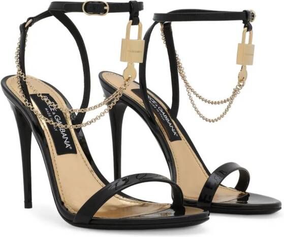 Dolce & Gabbana 105 mm Keira sandalen met schakelketting Zwart
