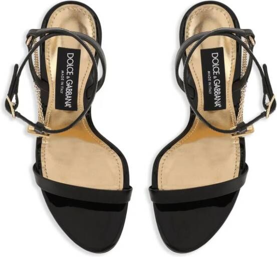 Dolce & Gabbana 105 mm Keira sandalen met schakelketting Zwart