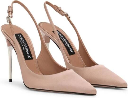 Dolce & Gabbana 105 mm leren slingback pumps Beige