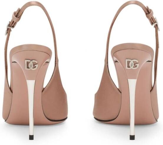 Dolce & Gabbana 105 mm leren slingback pumps Beige
