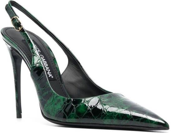 Dolce & Gabbana Leren slingback pumps Groen