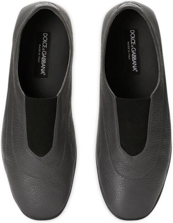 Dolce & Gabbana Leren slippers met ronde neus Zwart