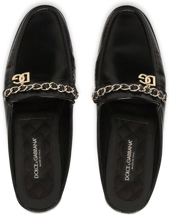 Dolce & Gabbana Visconti leren slippers Zwart