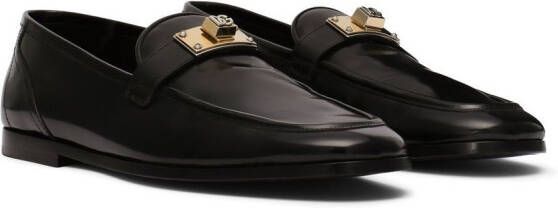 Dolce & Gabbana Leren loafers met logo-applicatie Zwart