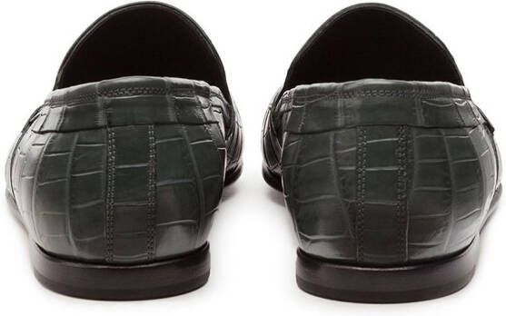 Dolce & Gabbana Leren loafers met krokodillen-reliëf Groen