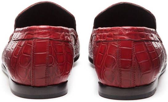 Dolce & Gabbana Leren loafers met krokodillen-reliëf Rood