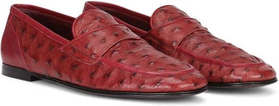 Dolce & Gabbana Leren slippers met textuur Rood