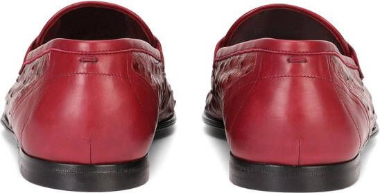 Dolce & Gabbana Leren slippers met textuur Rood