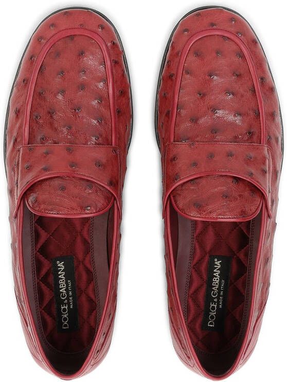 Dolce & Gabbana Leren slippers met textuur Rood