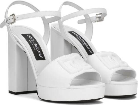 Dolce & Gabbana logo-embroidered platform sandals Wit